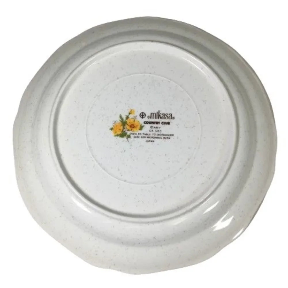 SET OF 4 Mikasa Country Club Amy Dinner Plates CA 503 Blue Yellow Floral 10 3/4